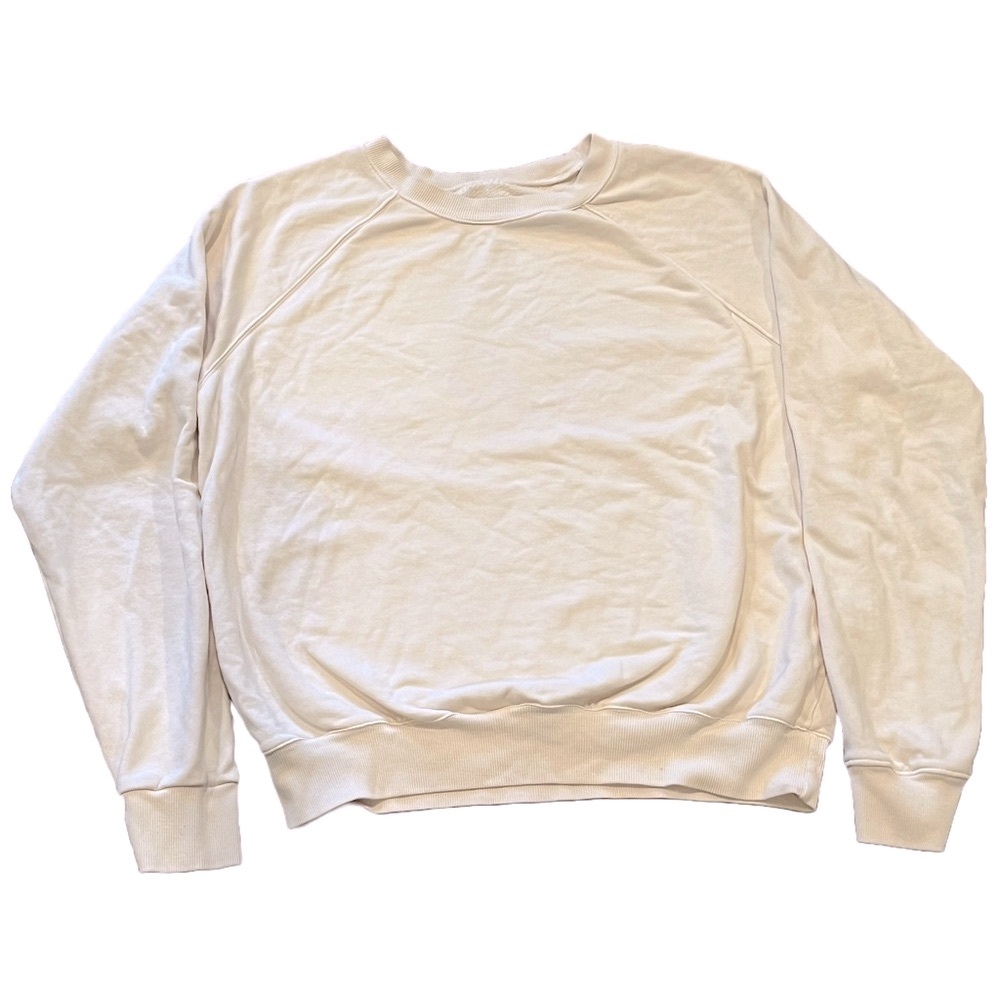 Cream Crew Neck Sweater with Relaxed Fit